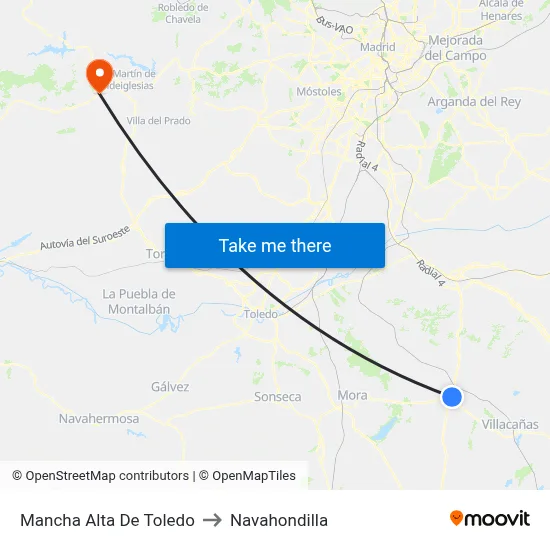 Mancha Alta De Toledo to Navahondilla map