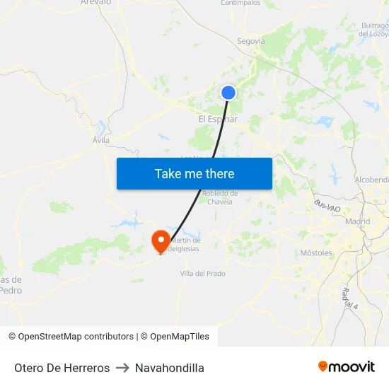 Otero De Herreros to Navahondilla map