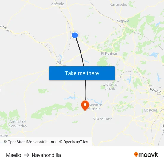 Maello to Navahondilla map