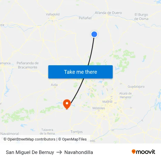 San Miguel De Bernuy to Navahondilla map