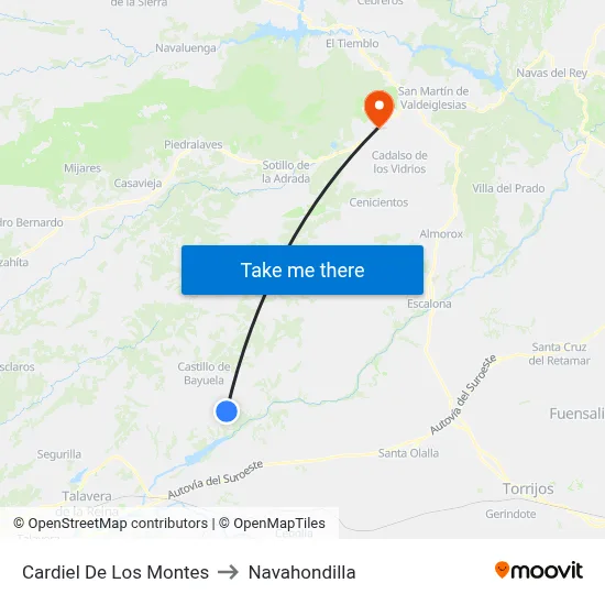 Cardiel De Los Montes to Navahondilla map