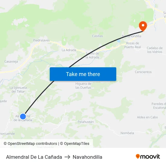 Almendral De La Cañada to Navahondilla map