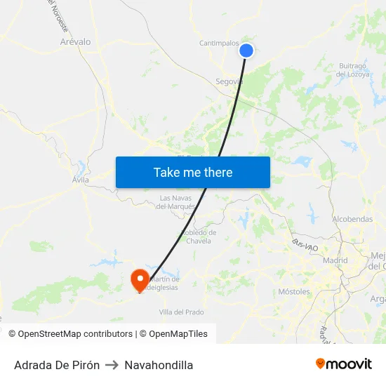 Adrada De Pirón to Navahondilla map