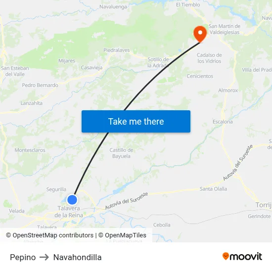 Pepino to Navahondilla map