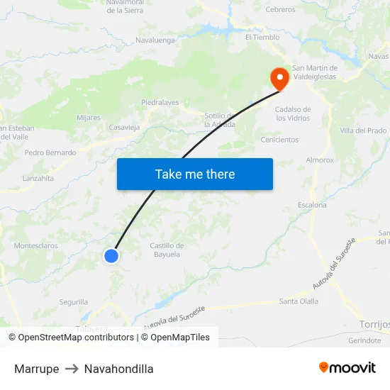Marrupe to Navahondilla map