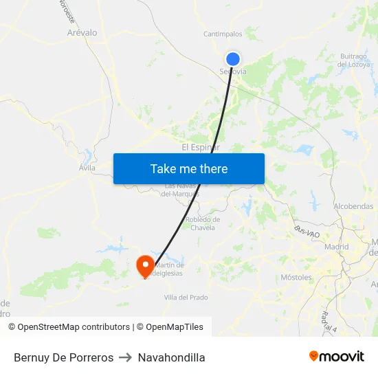 Bernuy De Porreros to Navahondilla map
