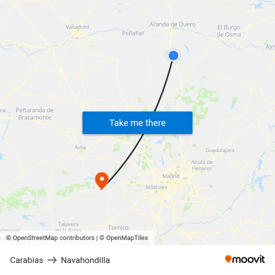 Carabias to Navahondilla map