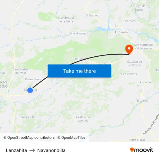 Lanzahíta to Navahondilla map