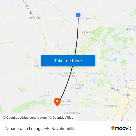Tabanera La Luenga to Navahondilla map