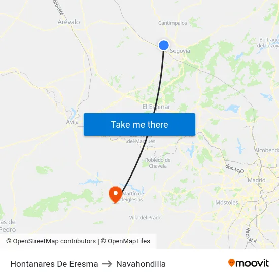 Hontanares De Eresma to Navahondilla map