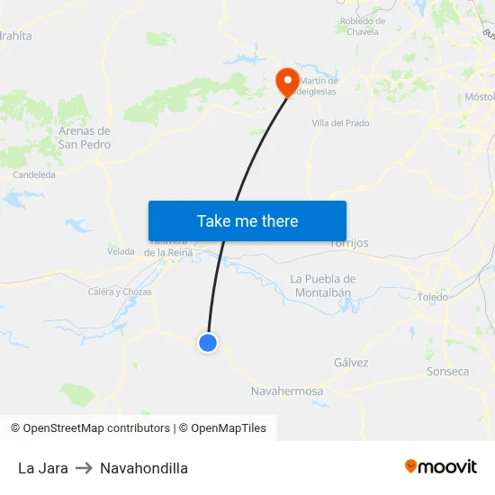 La Jara to Navahondilla map