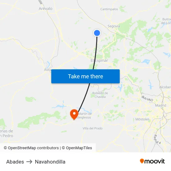 Abades to Navahondilla map