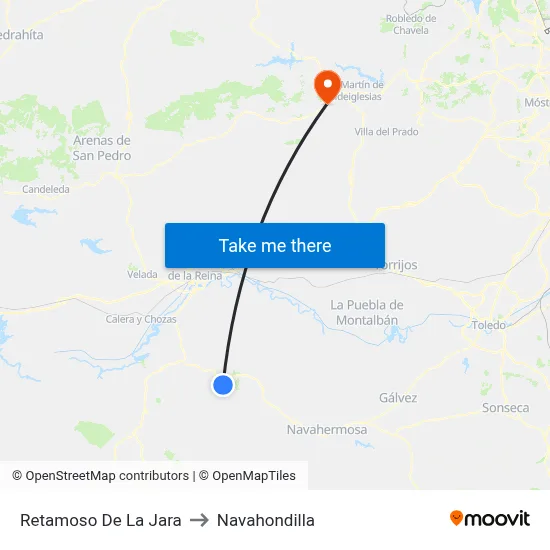 Retamoso De La Jara to Navahondilla map