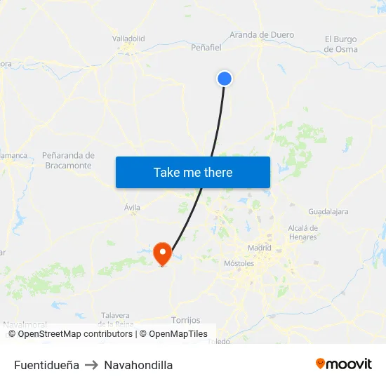 Fuentidueña to Navahondilla map