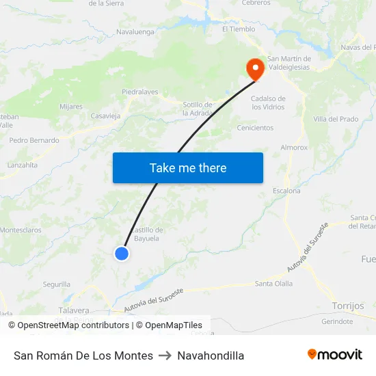 San Román De Los Montes to Navahondilla map
