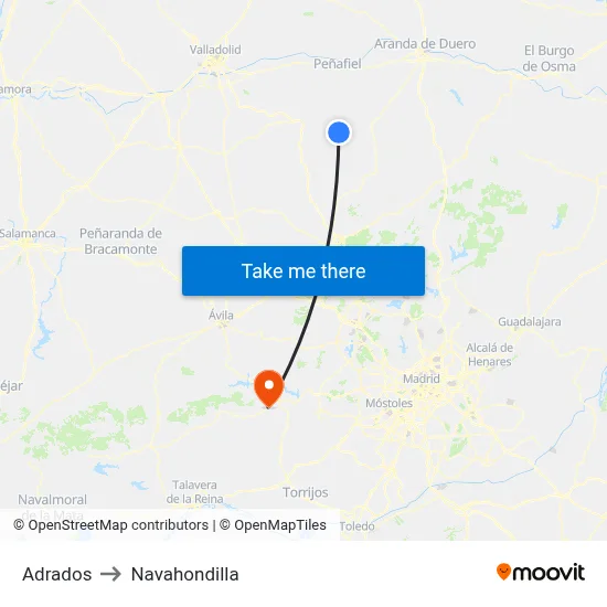 Adrados to Navahondilla map