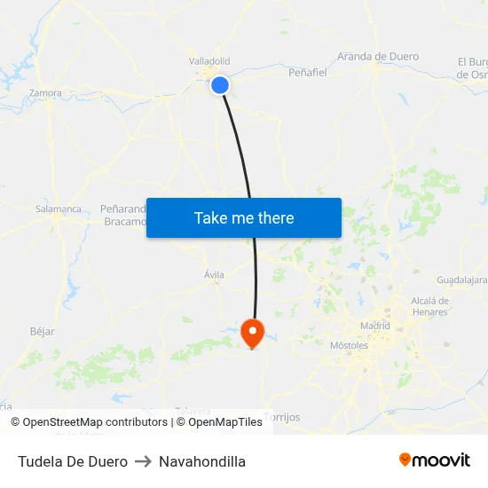 Tudela De Duero to Navahondilla map