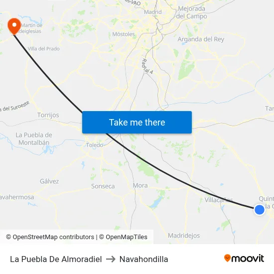 La Puebla De Almoradiel to Navahondilla map