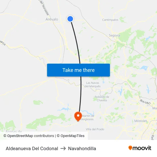 Aldeanueva Del Codonal to Navahondilla map