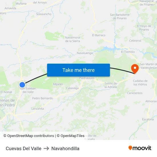 Cuevas Del Valle to Navahondilla map