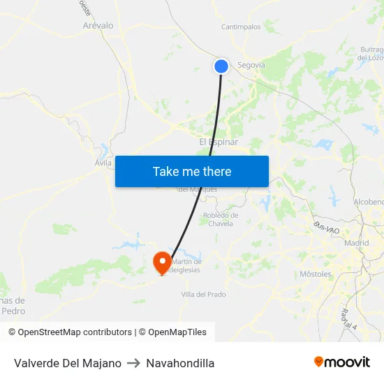 Valverde Del Majano to Navahondilla map