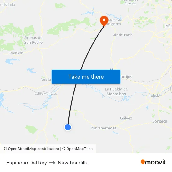Espinoso Del Rey to Navahondilla map