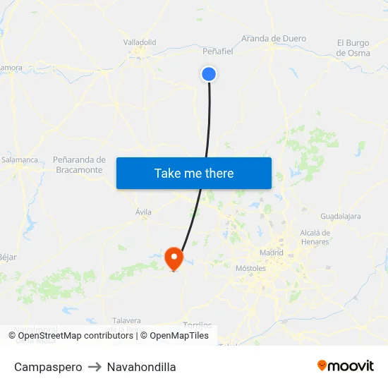 Campaspero to Navahondilla map