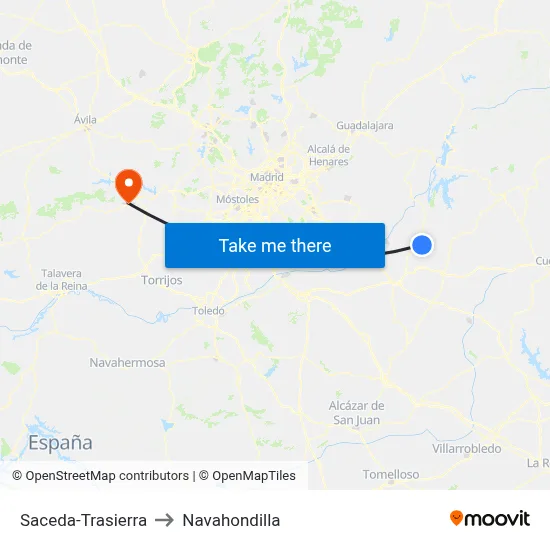 Saceda-Trasierra to Navahondilla map
