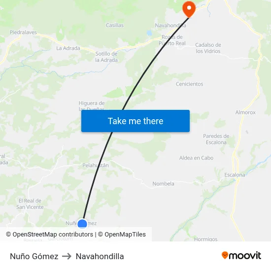 Nuño Gómez to Navahondilla map