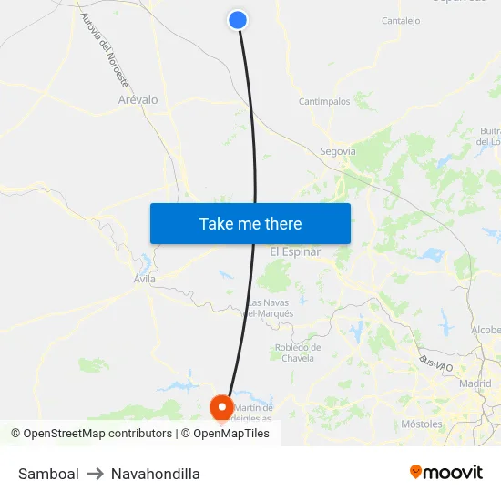 Samboal to Navahondilla map