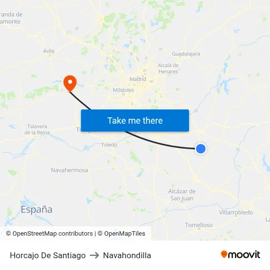 Horcajo De Santiago to Navahondilla map
