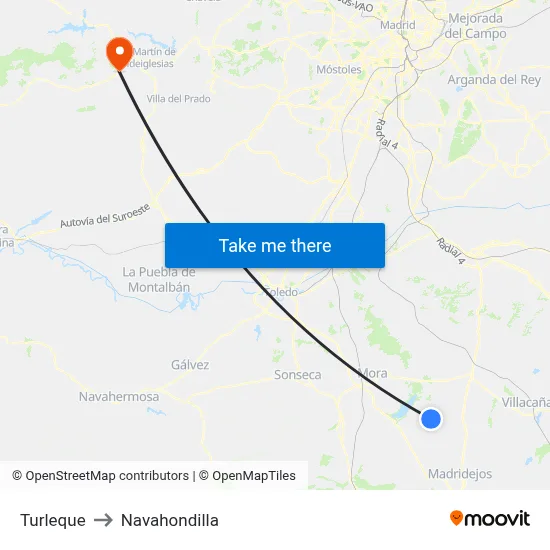 Turleque to Navahondilla map