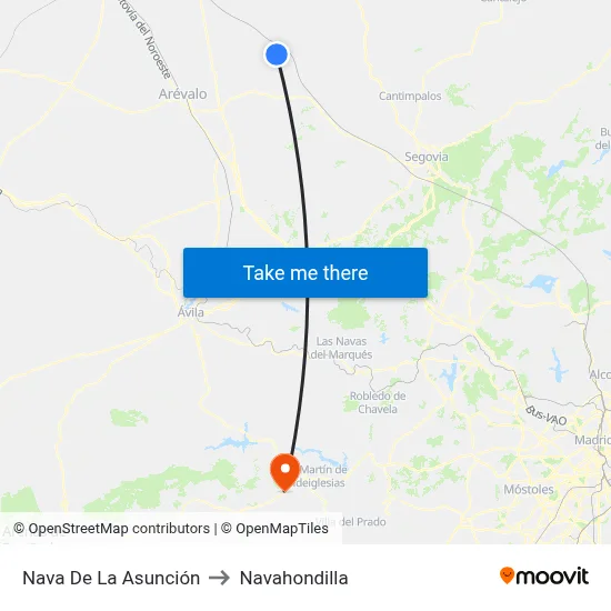 Nava De La Asunción to Navahondilla map