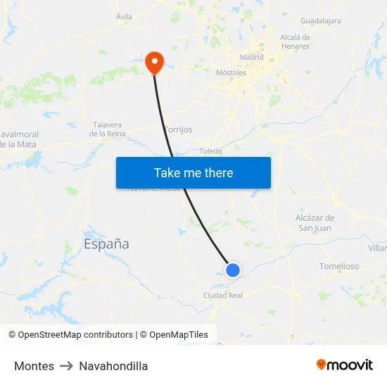 Montes to Navahondilla map