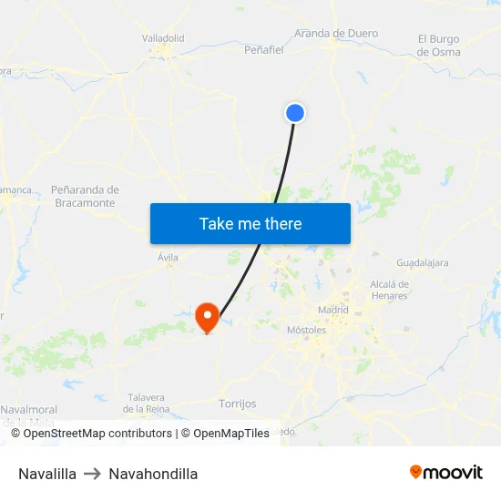 Navalilla to Navahondilla map