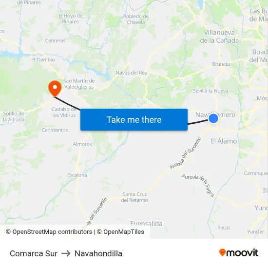 Comarca Sur to Navahondilla map