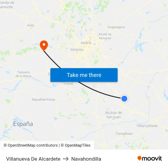 Villanueva De Alcardete to Navahondilla map