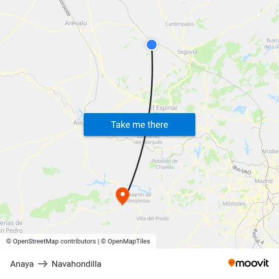 Anaya to Navahondilla map