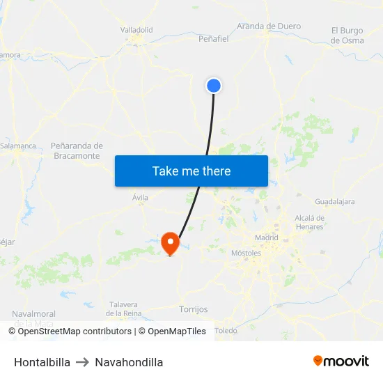 Hontalbilla to Navahondilla map