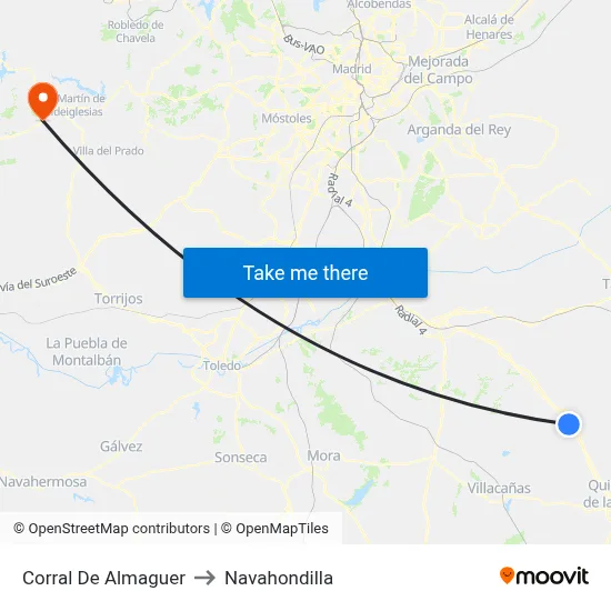 Corral De Almaguer to Navahondilla map