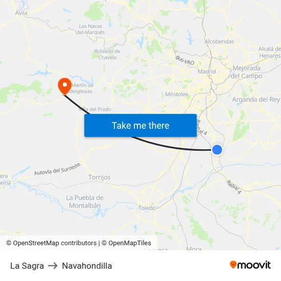 La Sagra to Navahondilla map