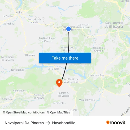 Navalperal De Pinares to Navahondilla map