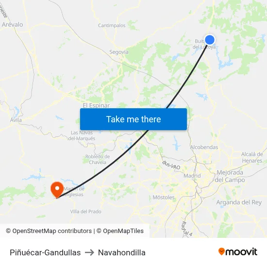Piñuécar-Gandullas to Navahondilla map