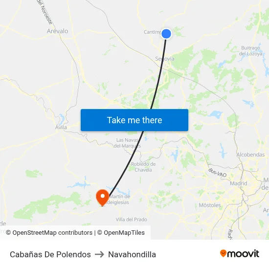 Cabañas De Polendos to Navahondilla map