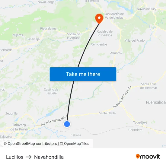 Lucillos to Navahondilla map