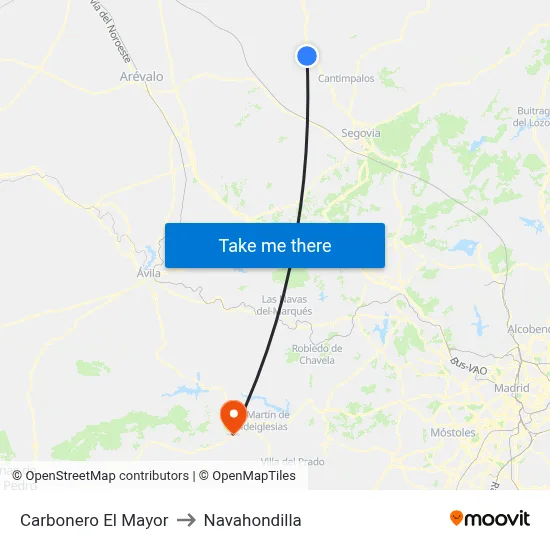 Carbonero El Mayor to Navahondilla map