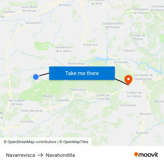 Navarrevisca to Navahondilla map