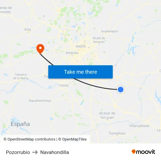 Pozorrubio to Navahondilla map