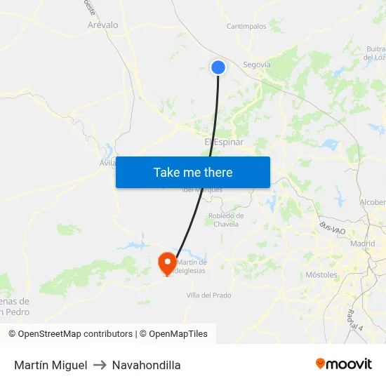 Martín Miguel to Navahondilla map
