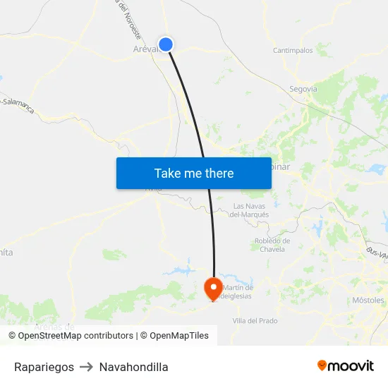 Rapariegos to Navahondilla map